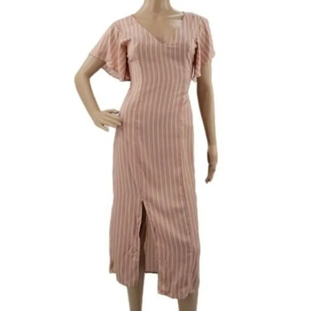 Saltwater Luxe Striped Angel Sleeve Midi Dress Size XS - Picture 1 of 15